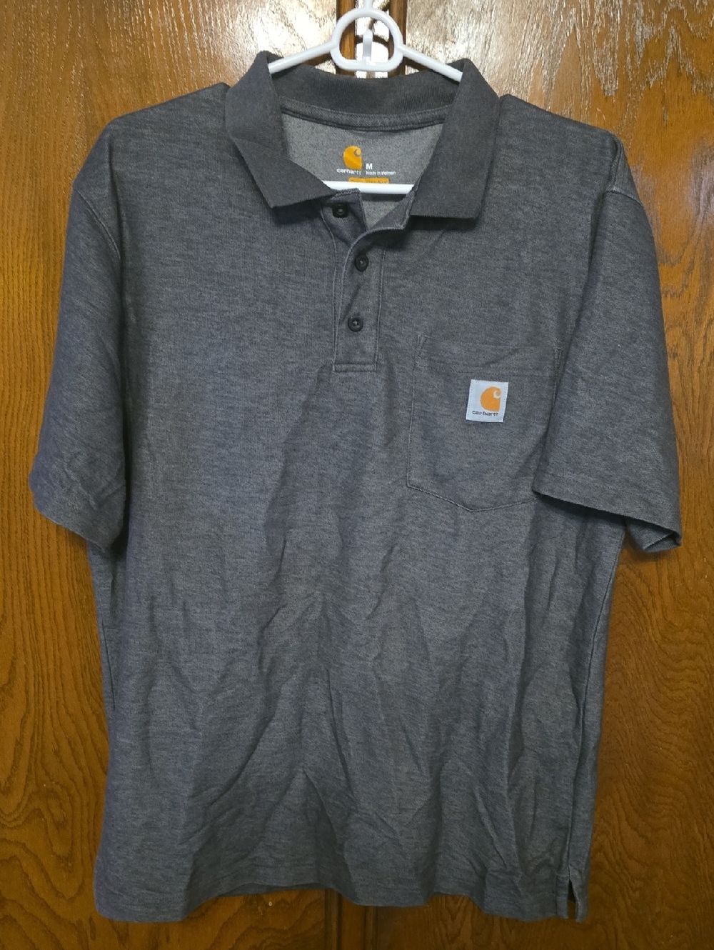 Carhartt Men's Dark Heather Gray Polo with Chest Pocket